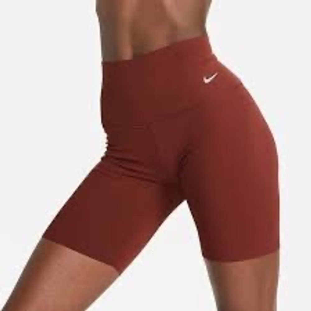 Nike Zenvy Dri-FIT High Waisted 8 Inch Biker Shorts Mahogany Red Brown Womens XS